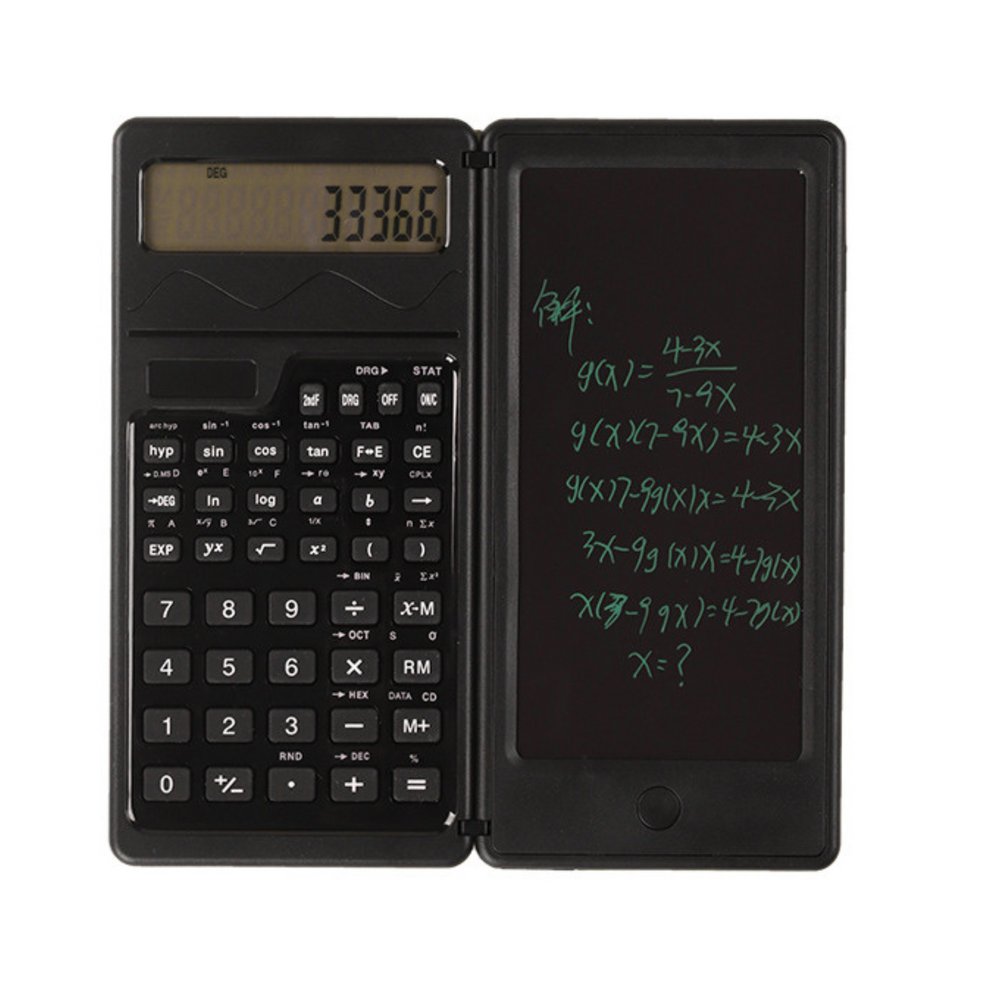 Lean Mokslinis skaičiuotuvas su sulankstomu LCD bloknotu ir rašikliu