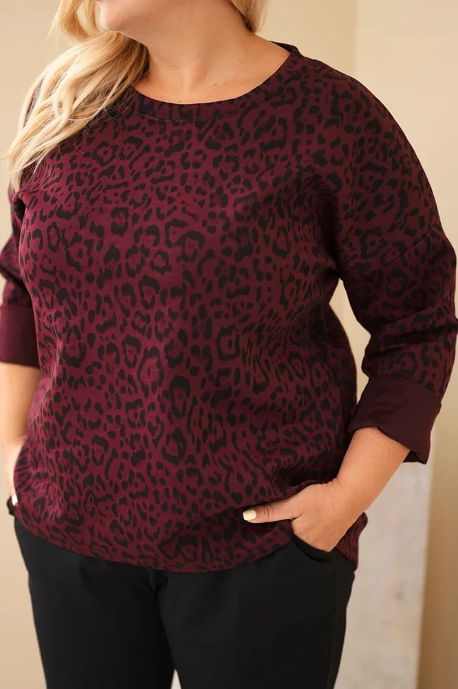 Moteriška bordo spalvos palaidinė Leopard
