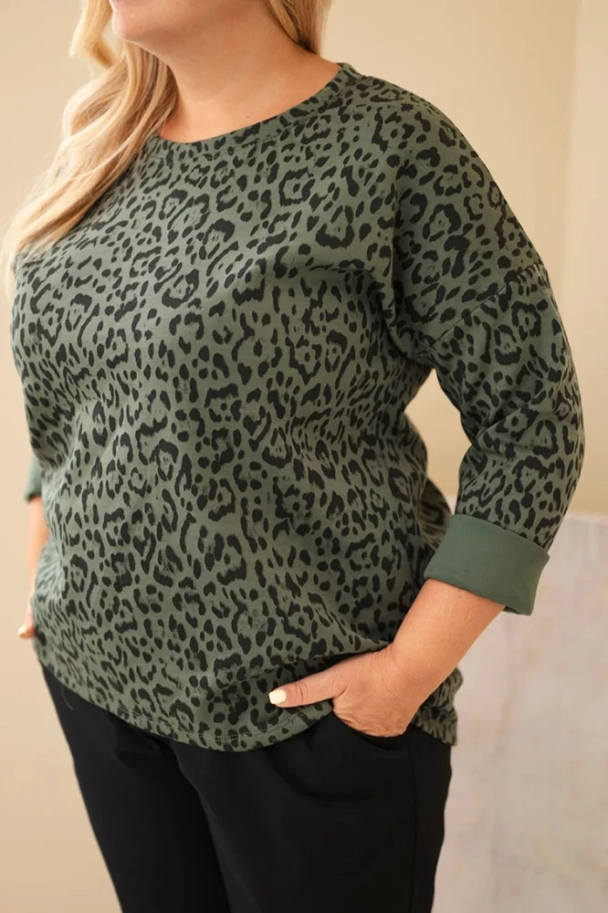 Moteriška chaki spalvos palaidinė Leopard