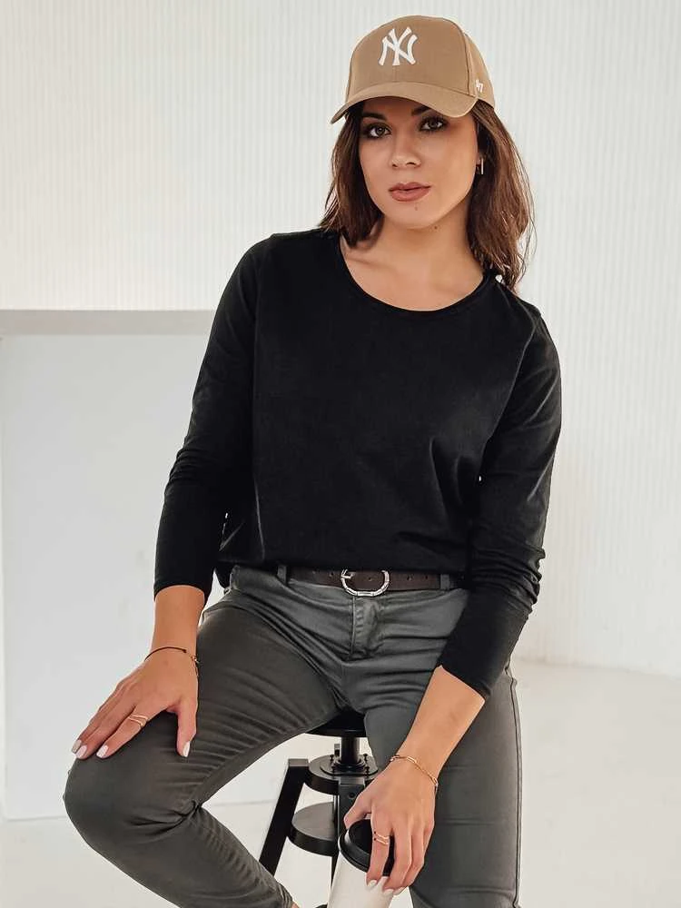 Moteriška juoda palaidinė su pakabuku Minimoda