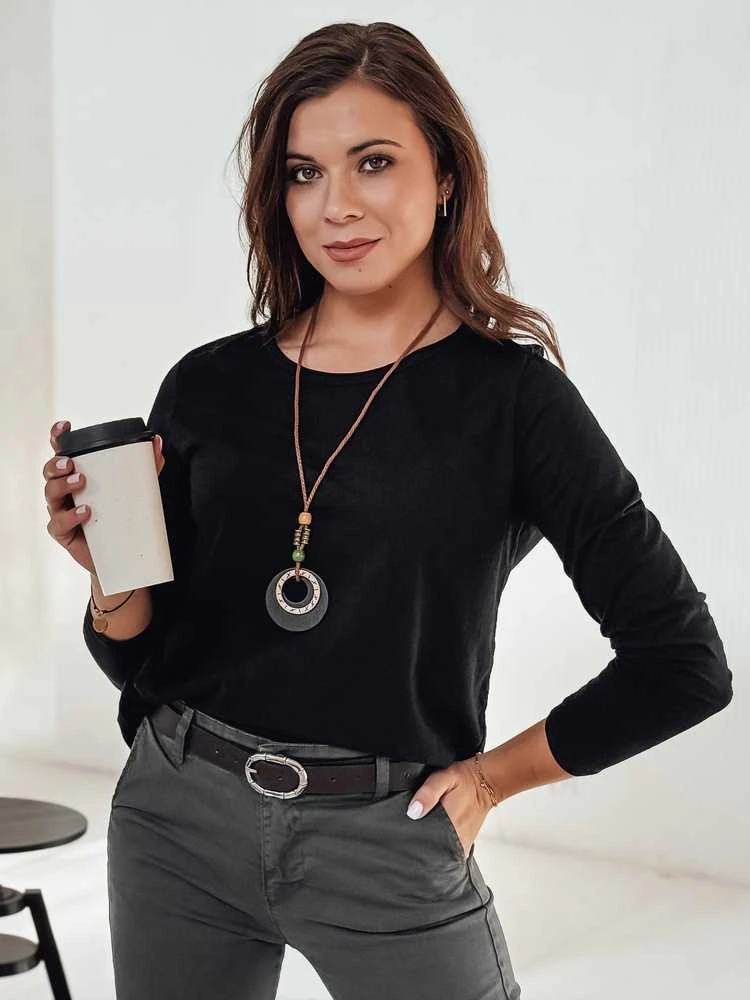 Moteriška juoda palaidinė su pakabuku Minimoda