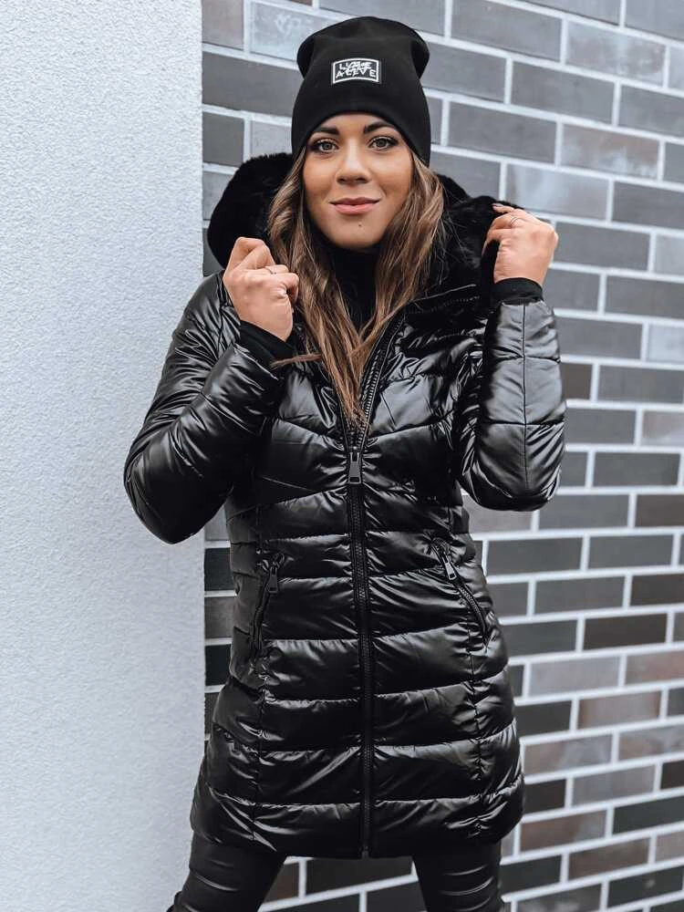 Moteriška juoda žieminė striukė Dona