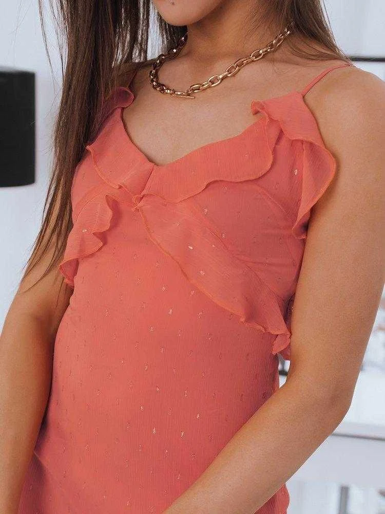 Moteriška koralinė suknelė ant šleikučių Tina
