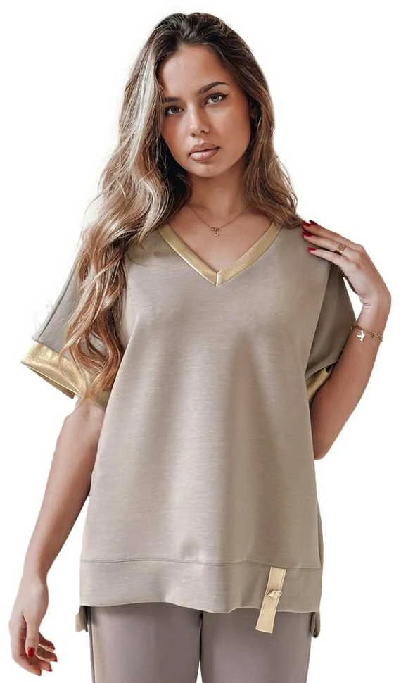 Moteriška oversize tipo rudi marškinėliai Shine
