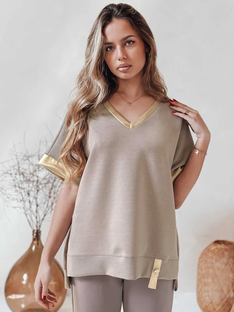 Moteriška oversize tipo rudi marškinėliai Shine