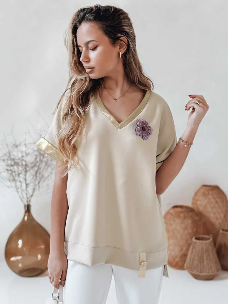 Moteriška oversize tipo rusvi marškinėliai Shine