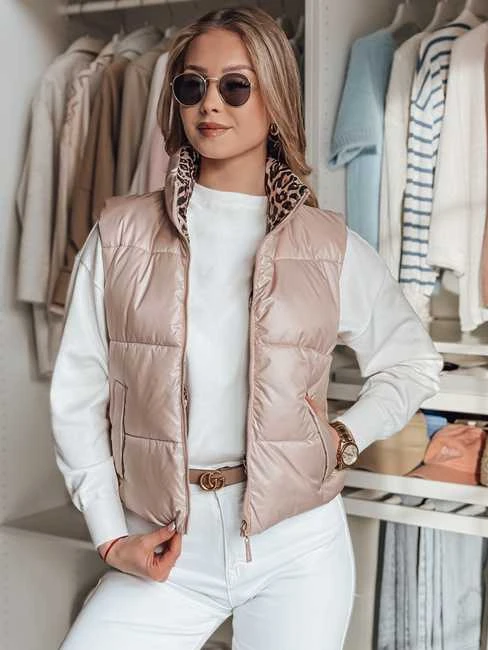 Moteriška šviesiai rožinė dvipusė liemenė Puff