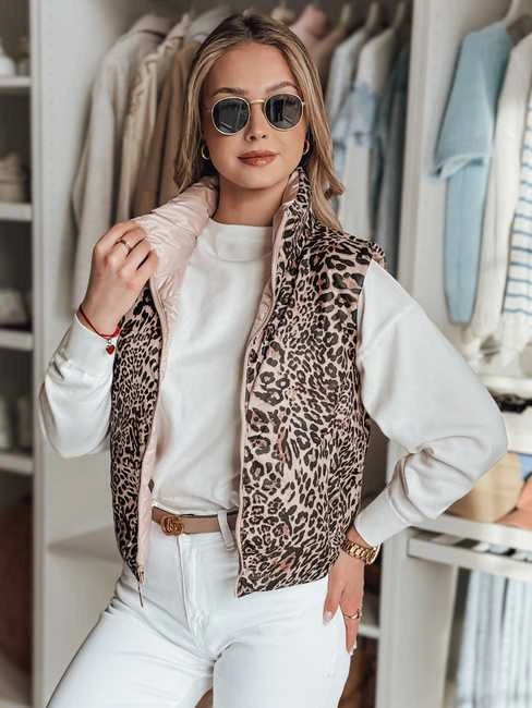 Moteriška šviesiai rožinė dvipusė liemenė Puff
