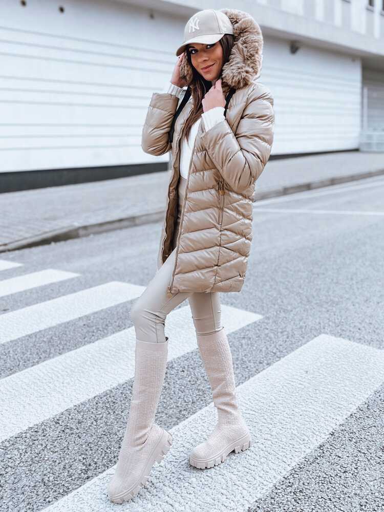 Moteriška šviesiai rusva dygsniuota striukė Crystal