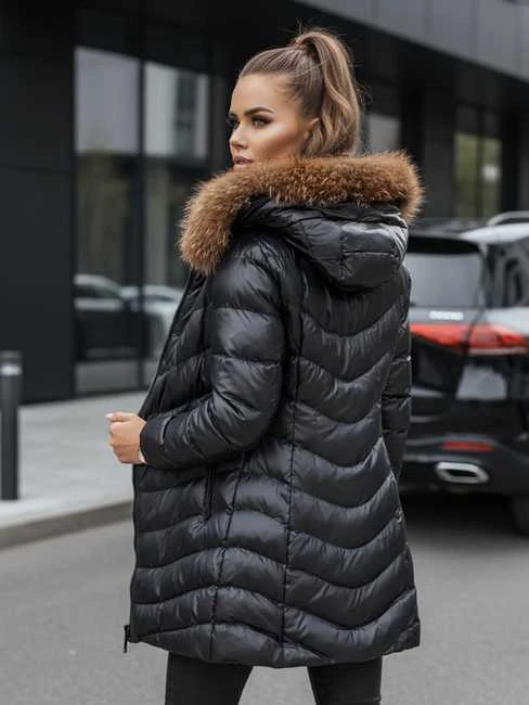 Moteriška žieminė juoda striukė Premium