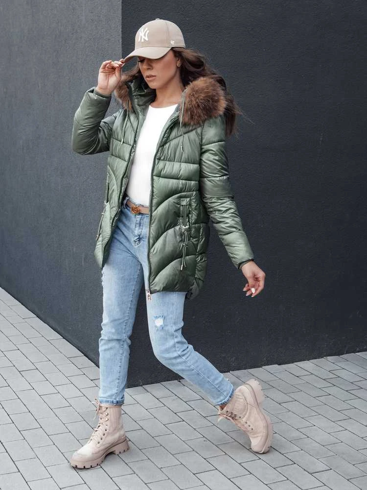 Moteriška žieminė žalia striukė Jessica