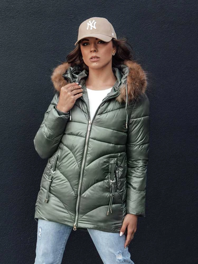 Moteriška žieminė žalia striukė Jessica