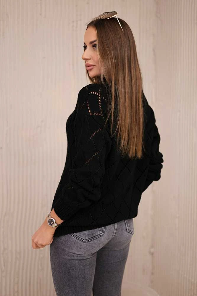 Moteriškas juodas megztinis Rombas