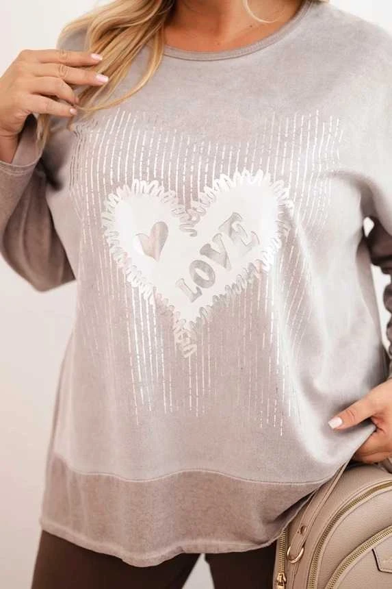 Moteriškas pilkas megztinis Love