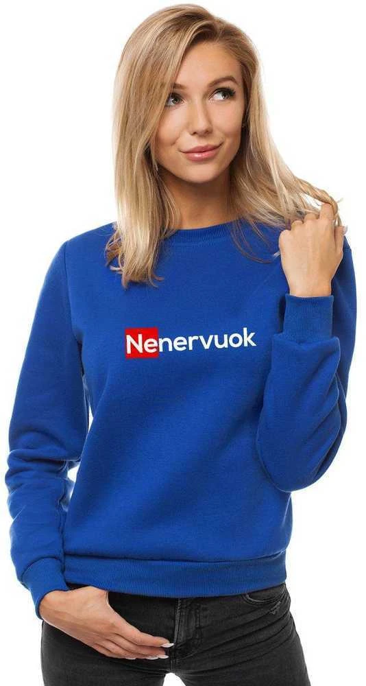 Moteriškas tamsiai mėlynos spalvos džemperis Nenervuok
