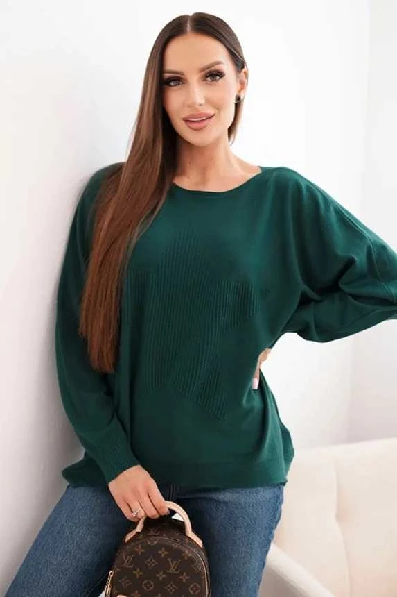 Moteriškas tamsiai žalias megztinis Star