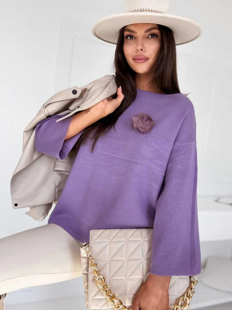 Moteriškas violetinis oversize megztinis Justi