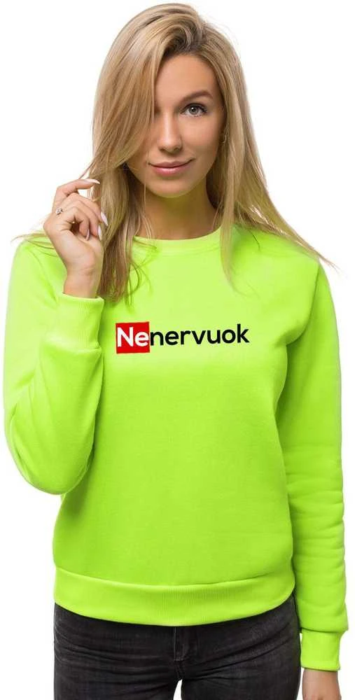 Moteriškas žalias neoninis džemperis Nenervuok