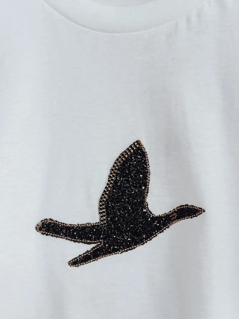 Moteriški balti marškinėliai Bird