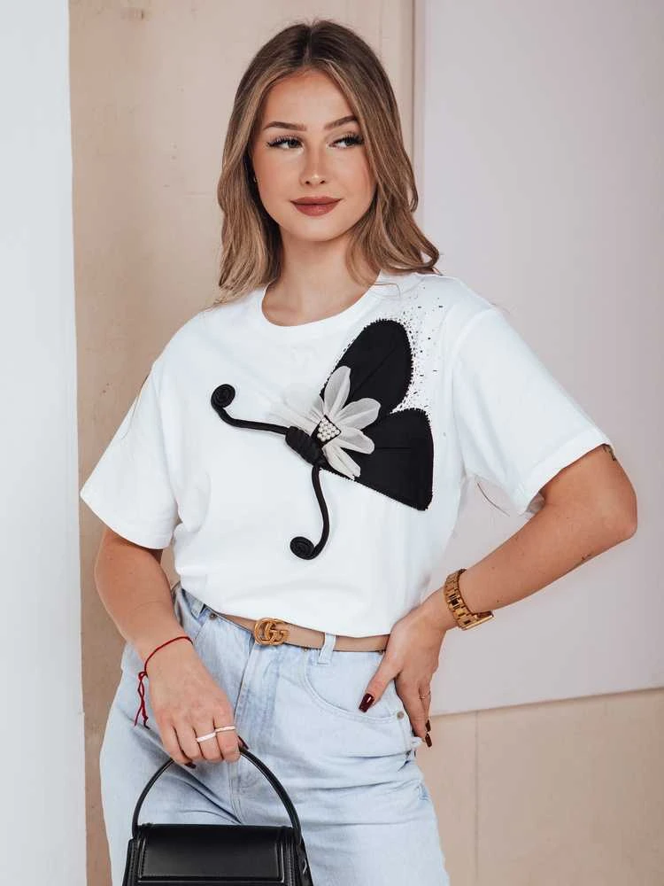 Moteriški balti marškinėliai Buterfly