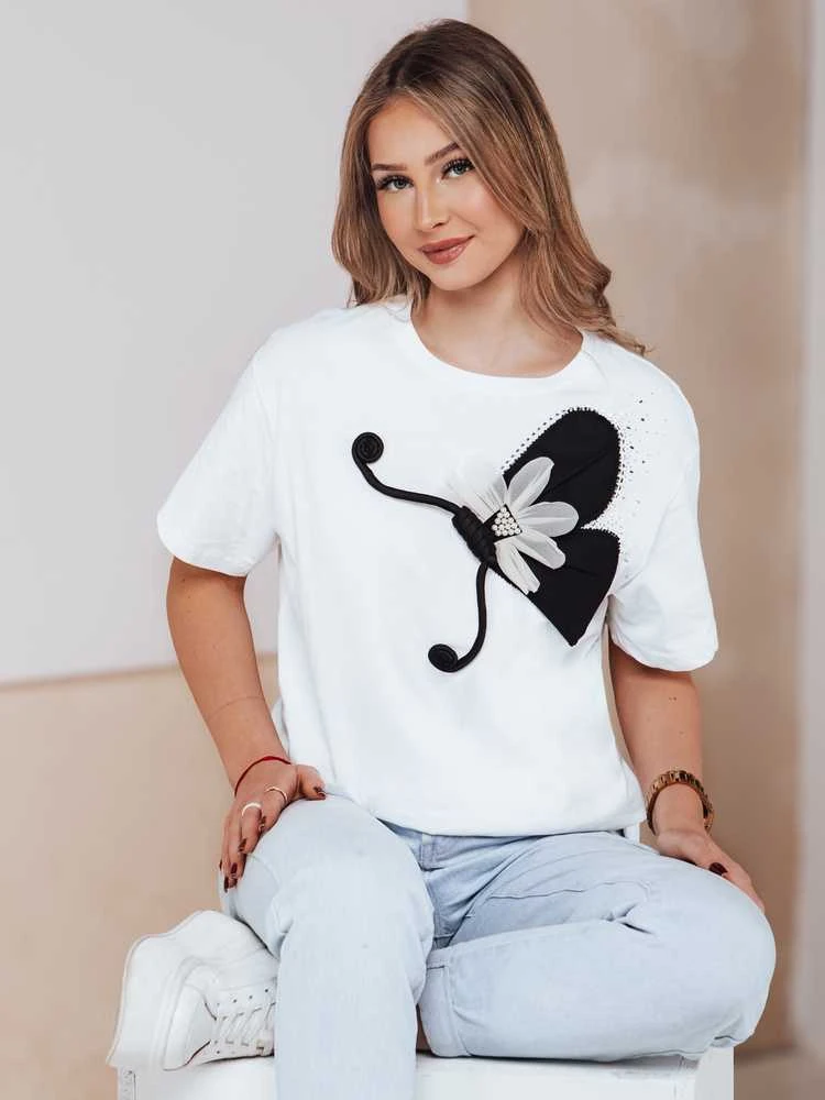 Moteriški balti marškinėliai Buterfly