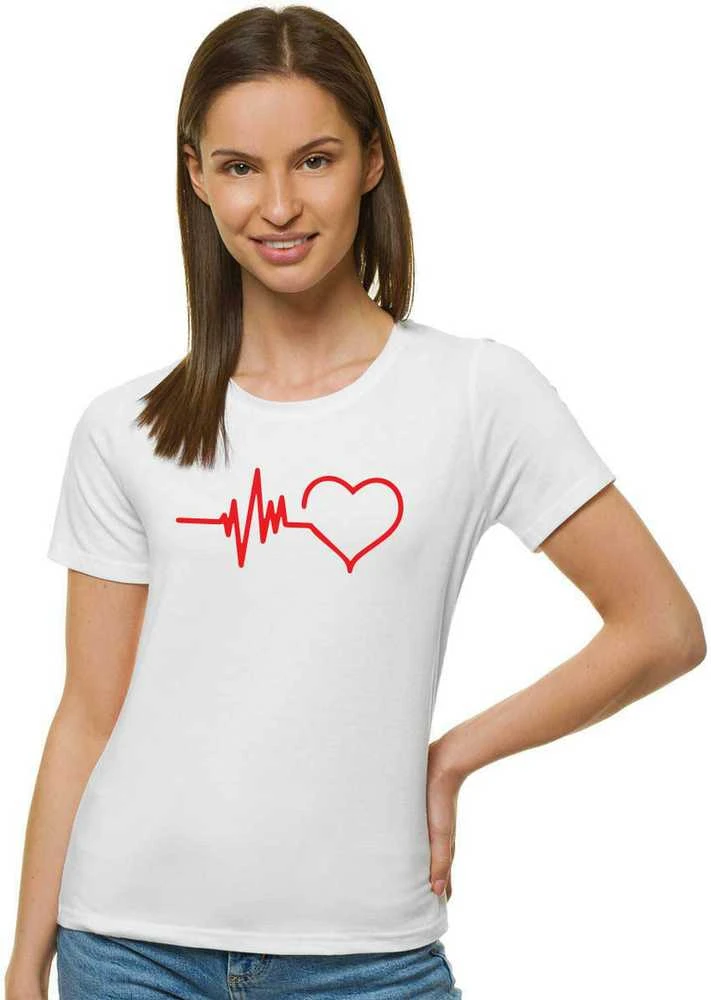 Moteriški balti marškinėliai Heartbeat