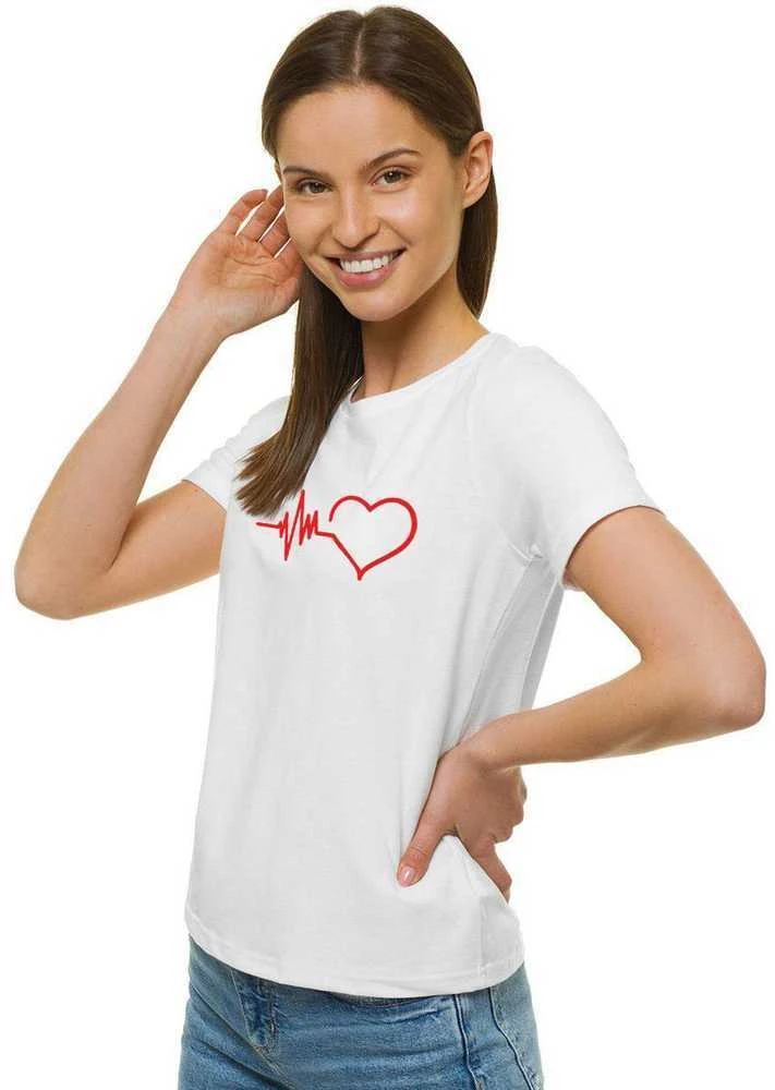 Moteriški balti marškinėliai Heartbeat