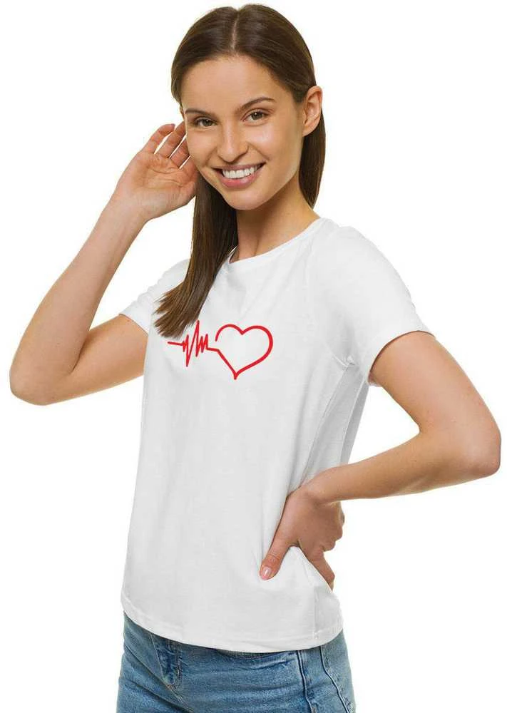 Moteriški balti marškinėliai Heartbeat