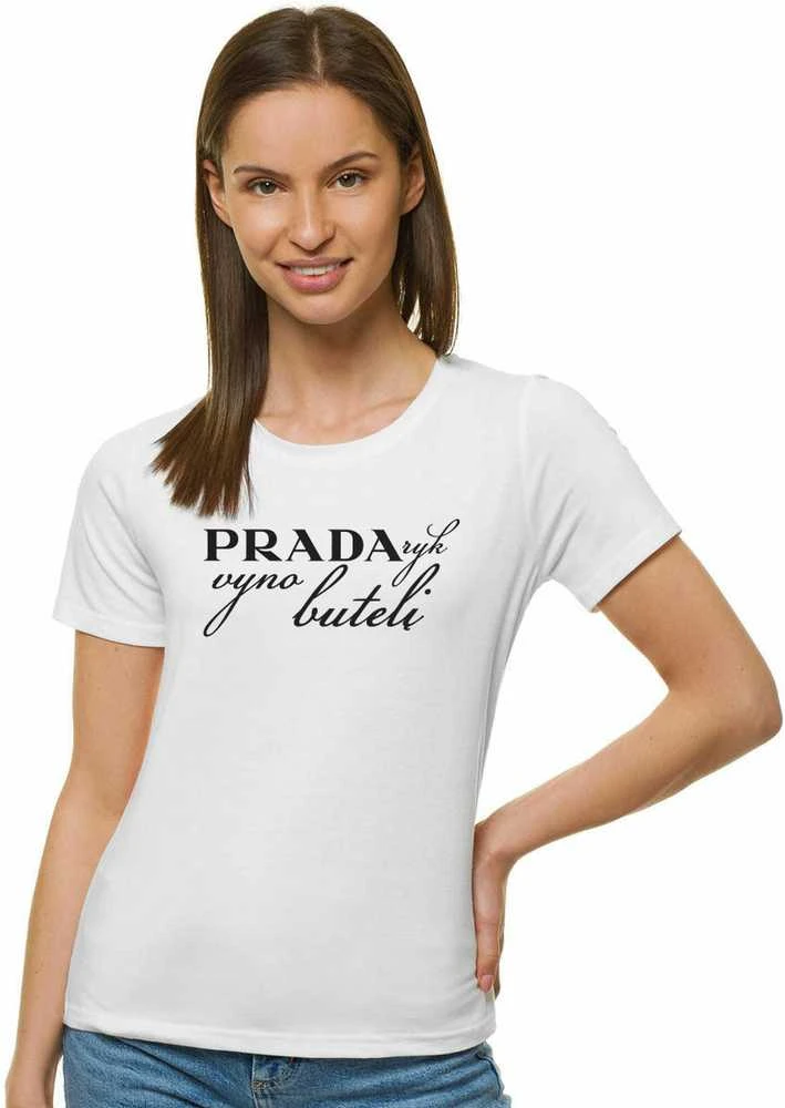 Moteriški balti marškinėliai Prada