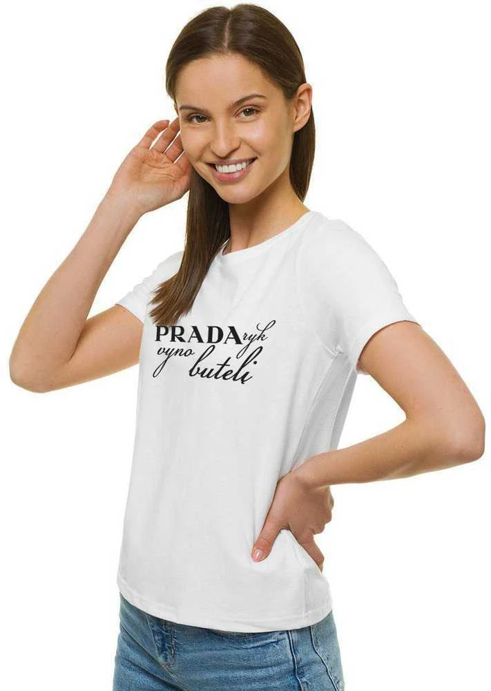 Moteriški balti marškinėliai Prada
