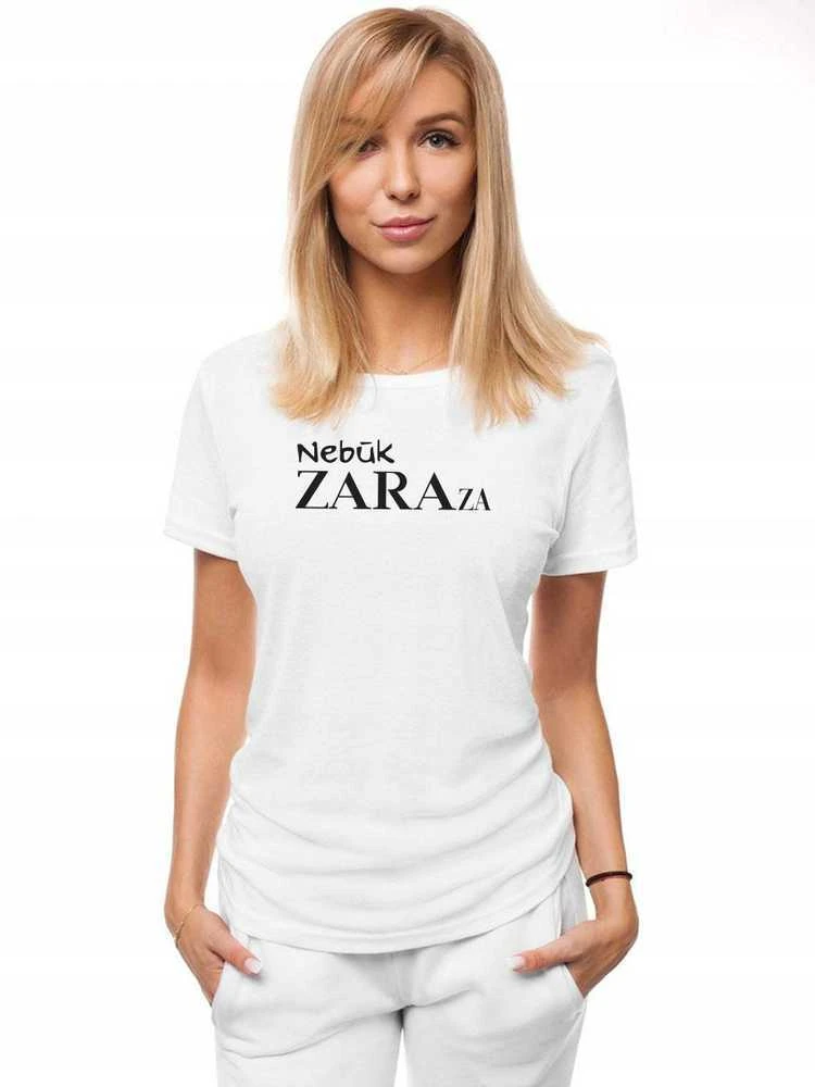 Moteriški baltos spalvos marškinėliai Zaraza