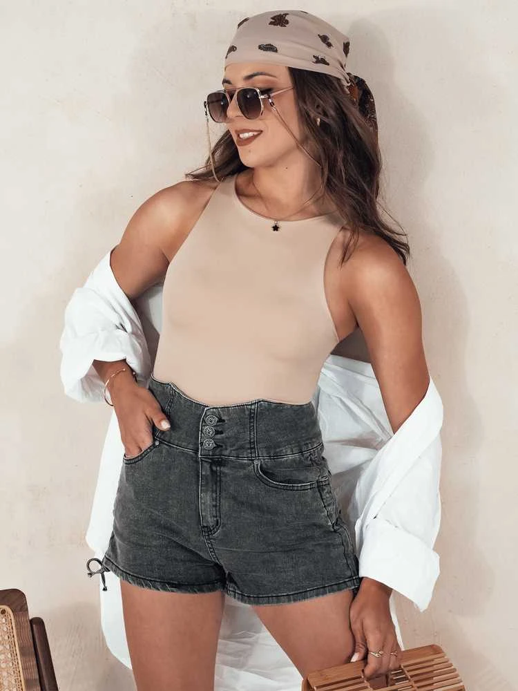 Moteriški juodi džinsiniai šortai Jeanlove