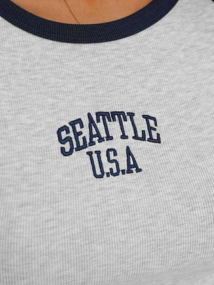 Moteriški juodi marškinėliai Seattle USA
