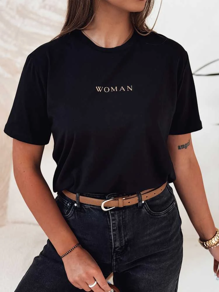 Moteriški juodi marškinėliai Woman