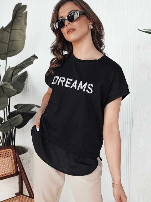 Moteriški juodos spalvos marškinėliai Dreams