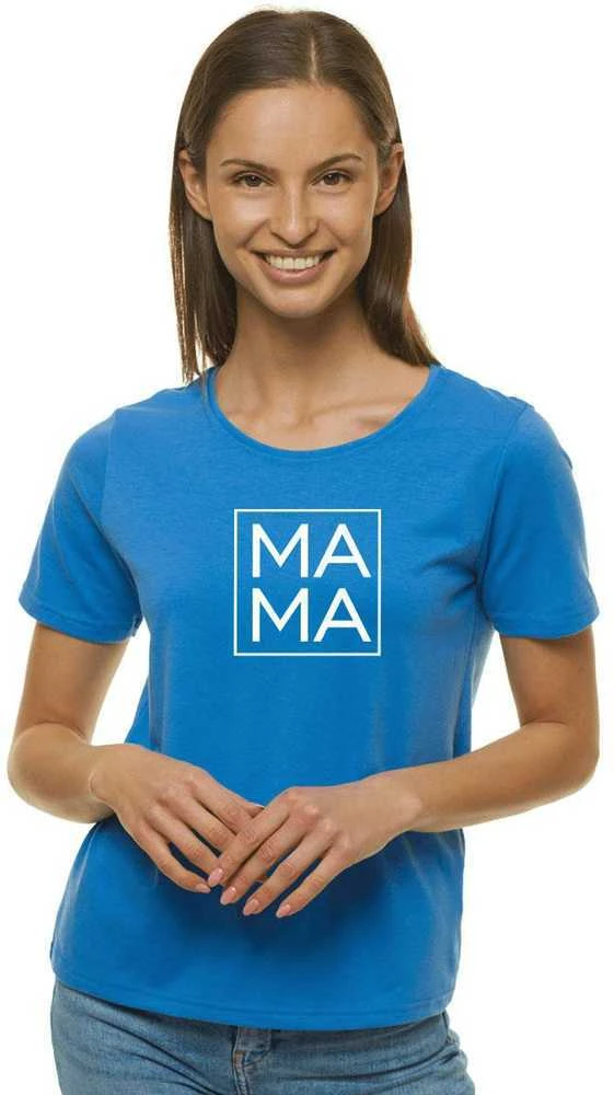 Moteriški mėlyni marškinėliai MAMA