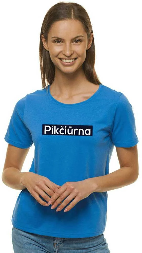 Moteriški mėlynos spalvos marškinėliai Pikčiūrna