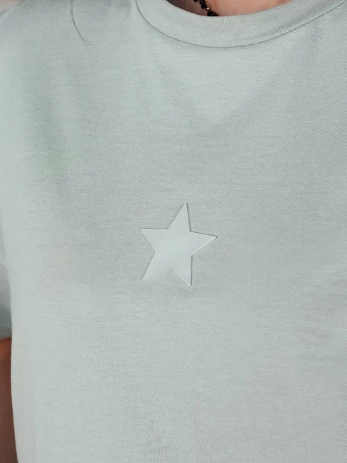 Moteriški mėtinės spalvos marškinėliai Star