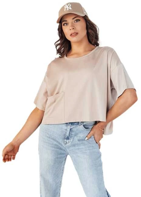 Moteriški oversize tipo rusvi marškinėliai Eling