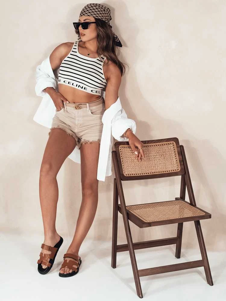 Moteriški rusvi džinsiniai šortai Sunylook