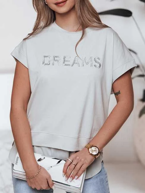 Moteriški šviesiai pilkos spalvos marškinėliai Dreams