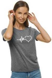 Moteriški tamsiai pilki marškinėliai Heartbeat