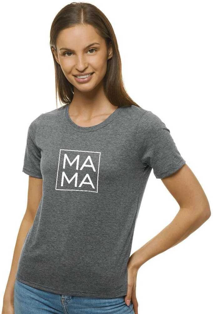 Moteriški tamsiai pilki marškinėliai MAMA