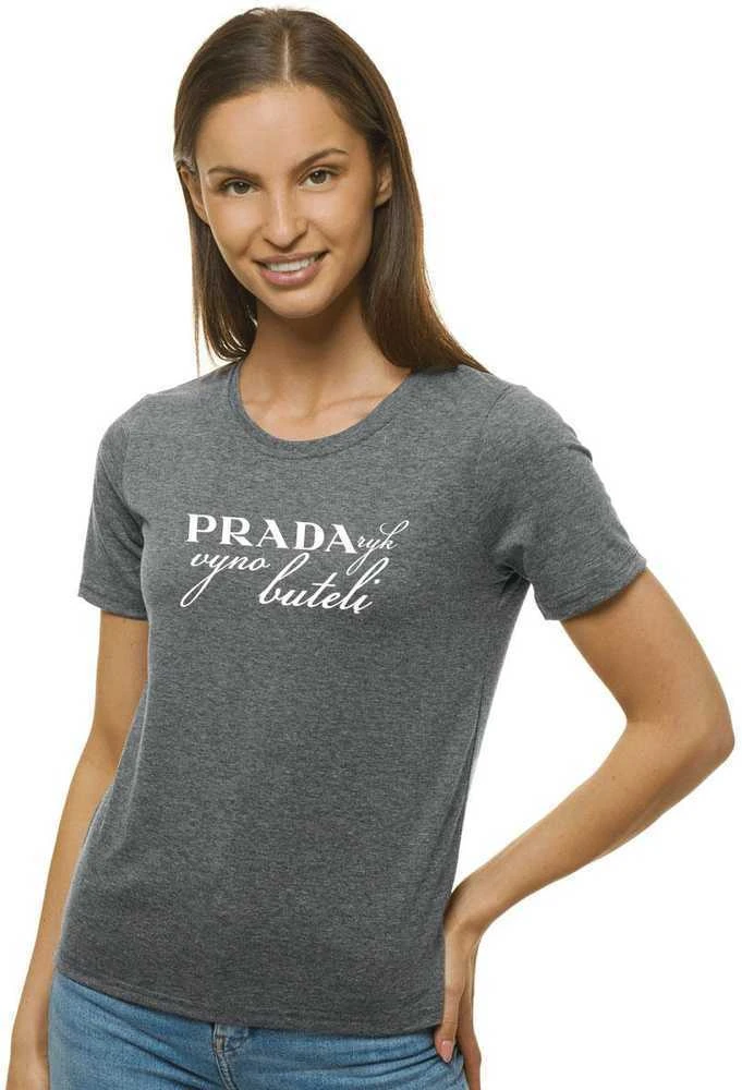 Moteriški tamsiai pilki marškinėliai Prada