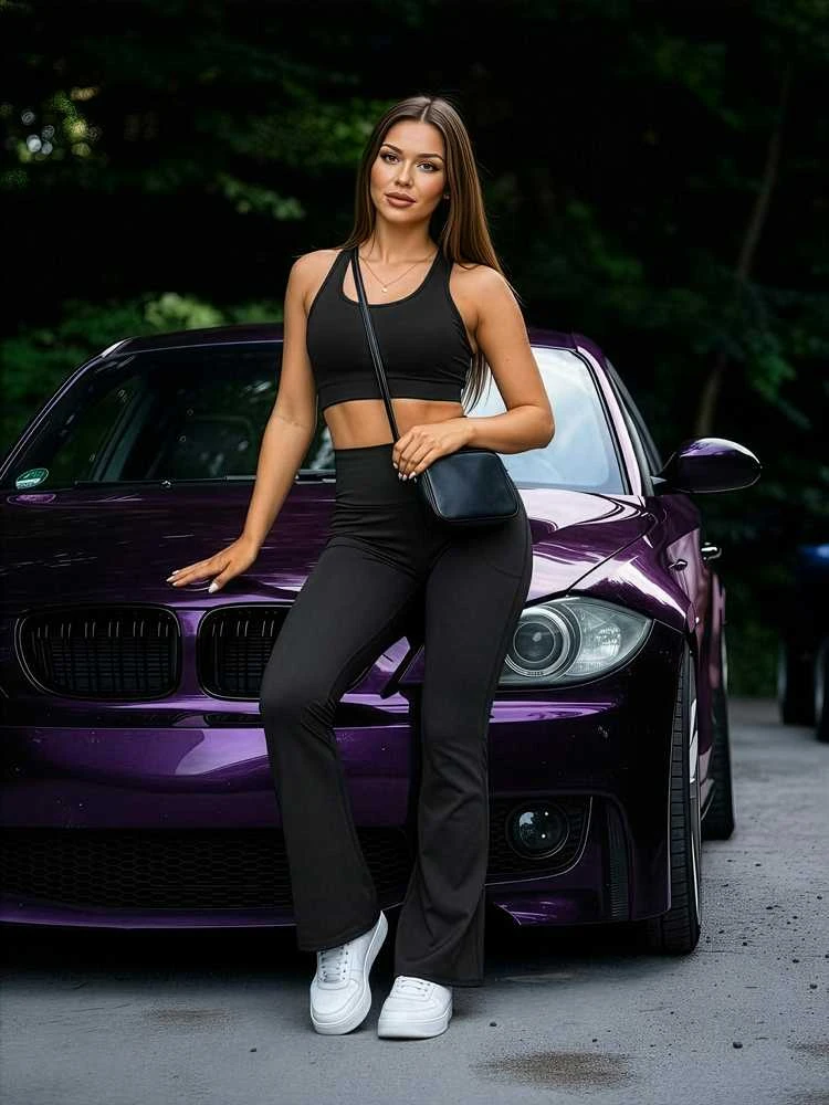 Moteriškos juodos plačios tamprės Sport