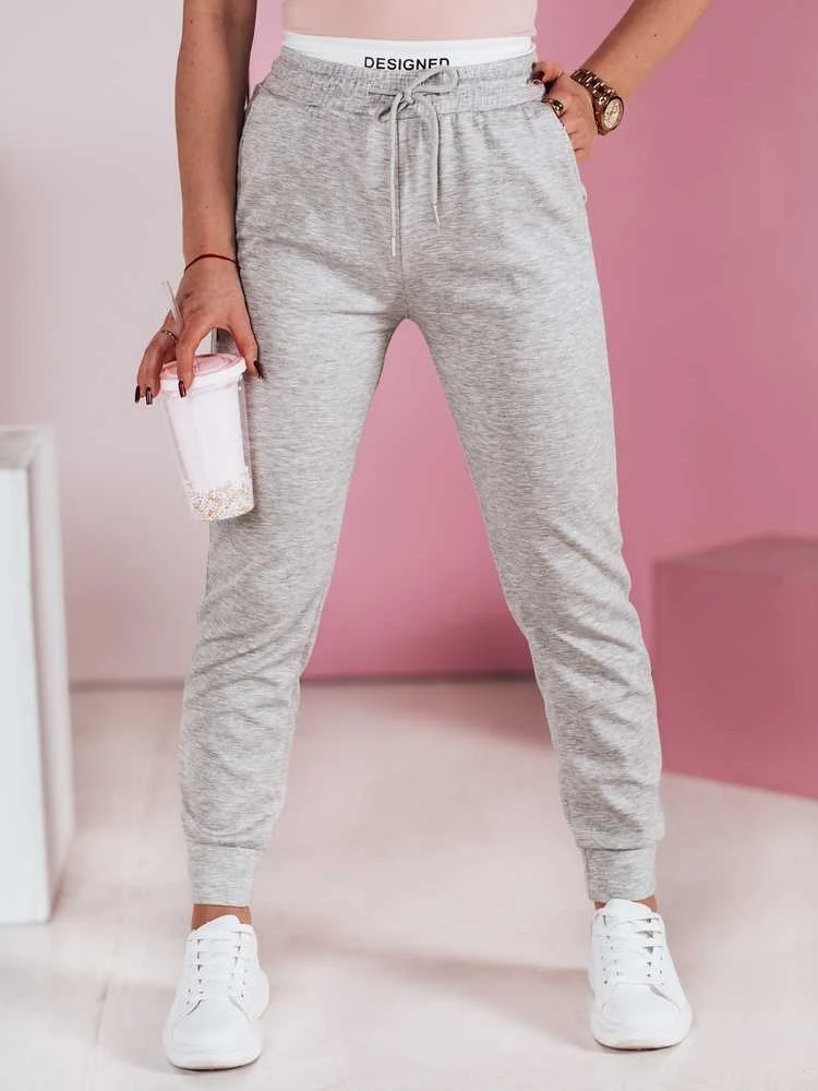 Moteriškos laisvalaikio pilkos slim fit kelnės Sport