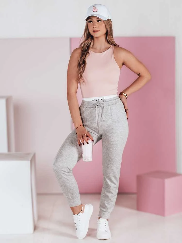 Moteriškos laisvalaikio pilkos slim fit kelnės Sport