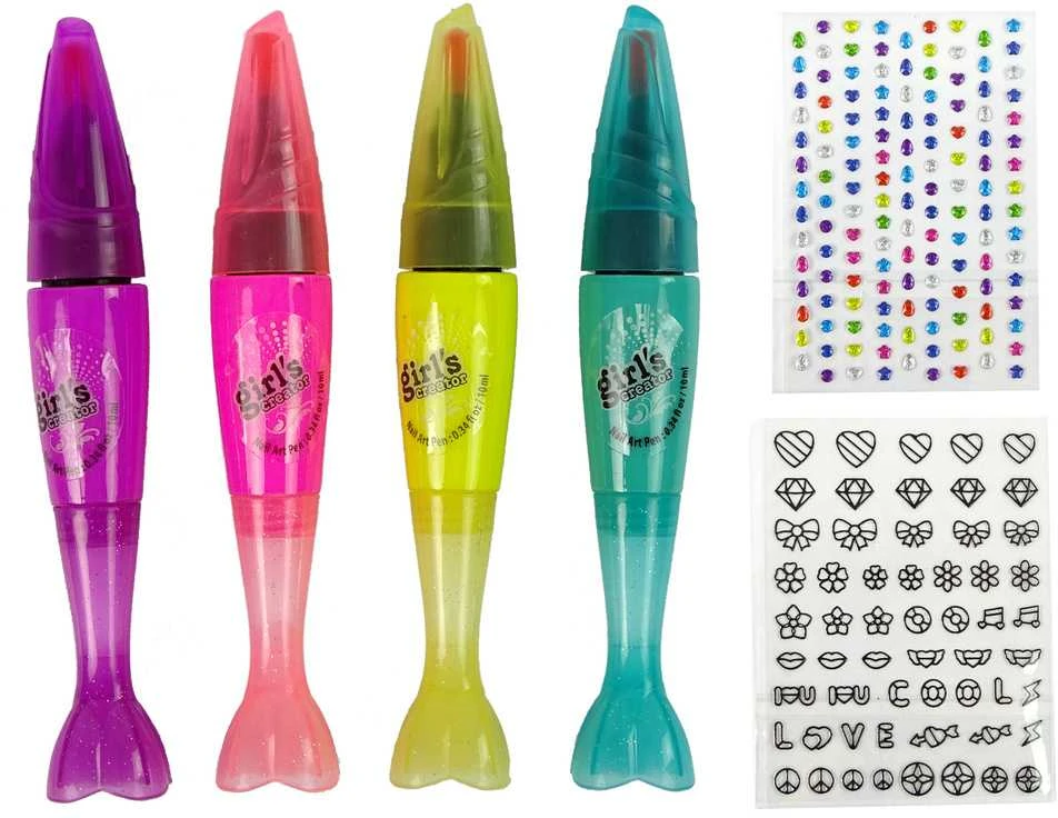 nagų dažymo rinkinys vaikams Lean Toys Lacquers Pens Coloured Stickers
