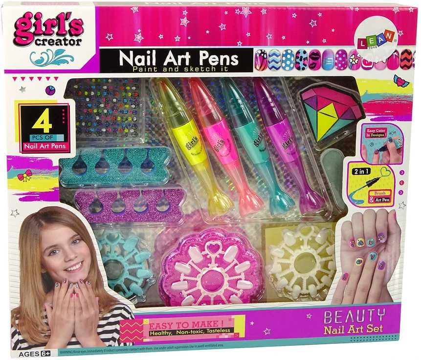 nagų dažymo rinkinys vaikams Lean Toys Lacquers Pens Coloured Stickers
