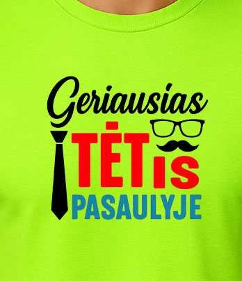 Neoniniai žali marškinėliai Geriausias tėtis pasaulyje (juodas)